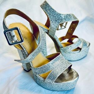 Chinese Laundry Silver Glitter Platform Shoes